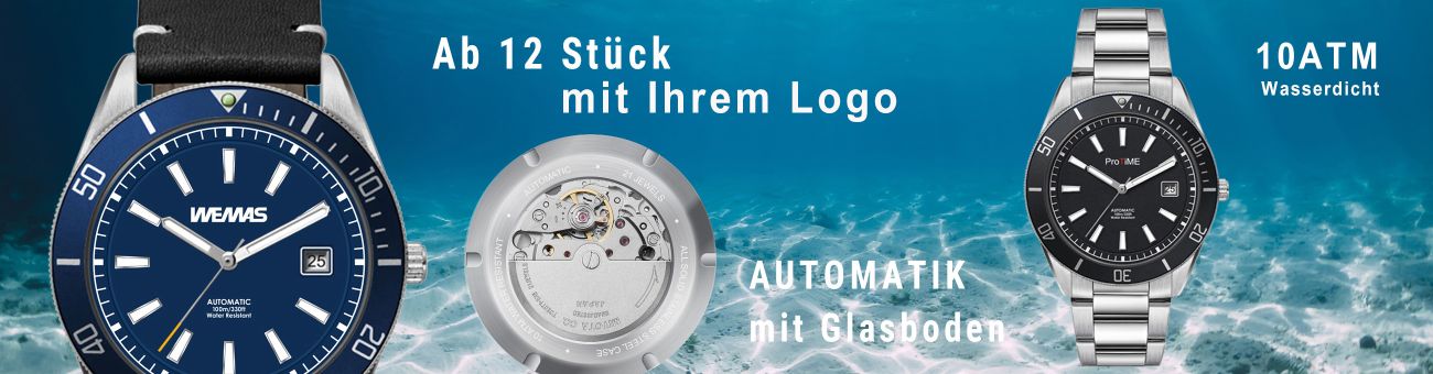 Automatik Uhr mit Glasboden und Logo